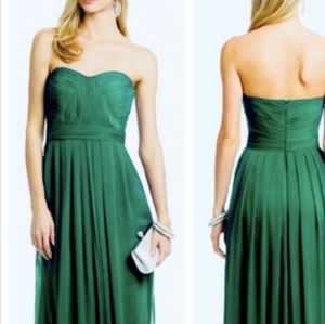 Badgley Mischka chiffon, strapless dress.